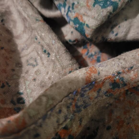 Hinge Slip Dress Brown Print Maxi Rayon Sundress Spaghetti Straps Flowy Small - Picture 10 of 13